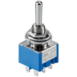 Momentary toggle switch, 6-pin (ON)-OFF-(ON)
