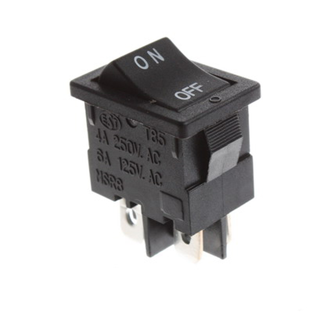 Vippströmbrytare ON-OFF 4-polig ON-OFF märkt 5 A 250 V AC svart