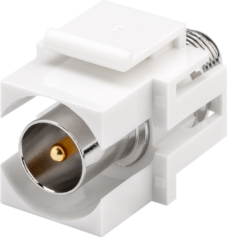 Adapter IEC-hane > F-honaKeystone-mod. kontakt planmonterad
