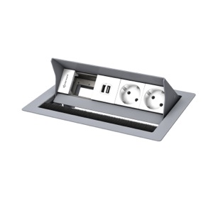 CPS² 4-platser 2 Schuko+1 USB-laddning.+1 ledig, grå