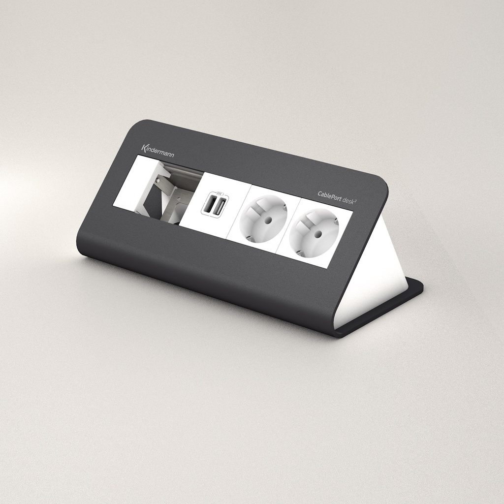 CPD² 80 4-platser 2*Schuko 1*USB-laddning ledig plats, grå