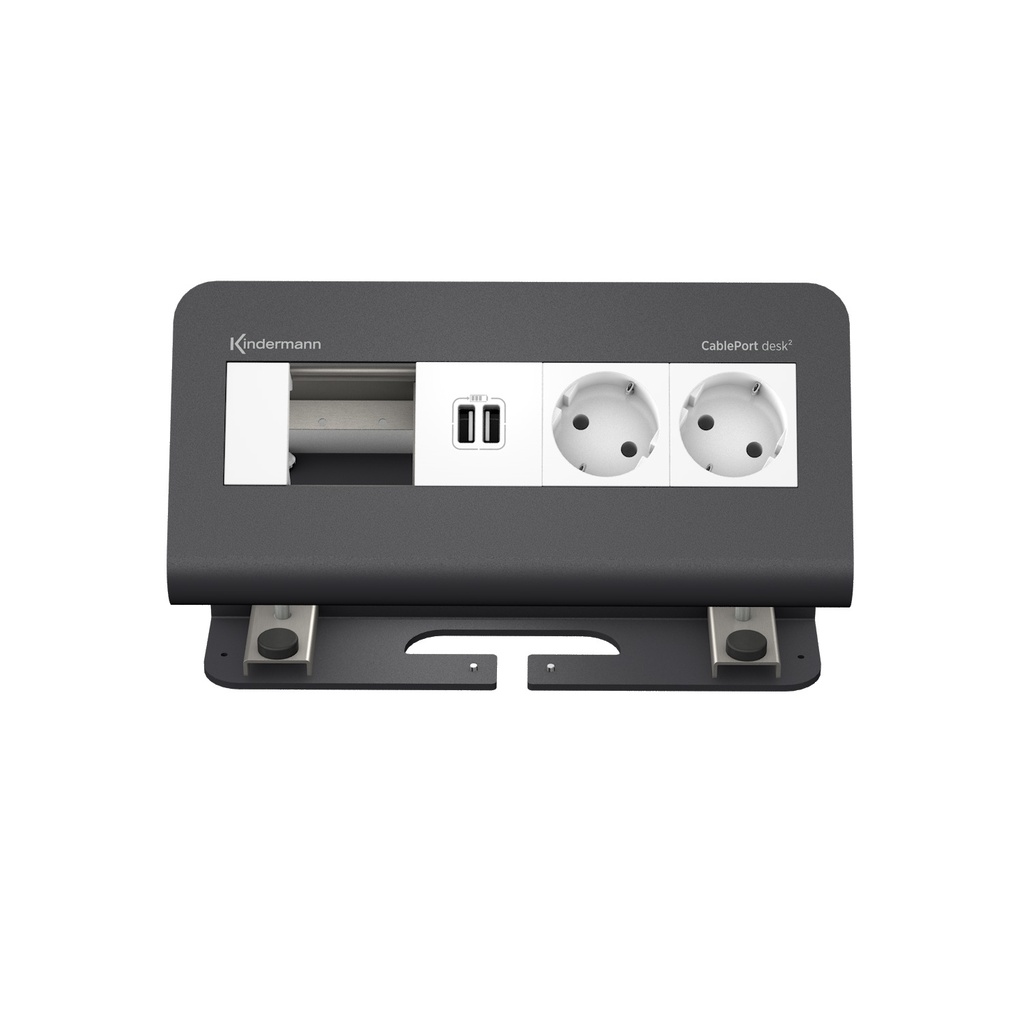 CPD² 4-platser 2*Schuko 2*USB laddning1 ledig plats, grå