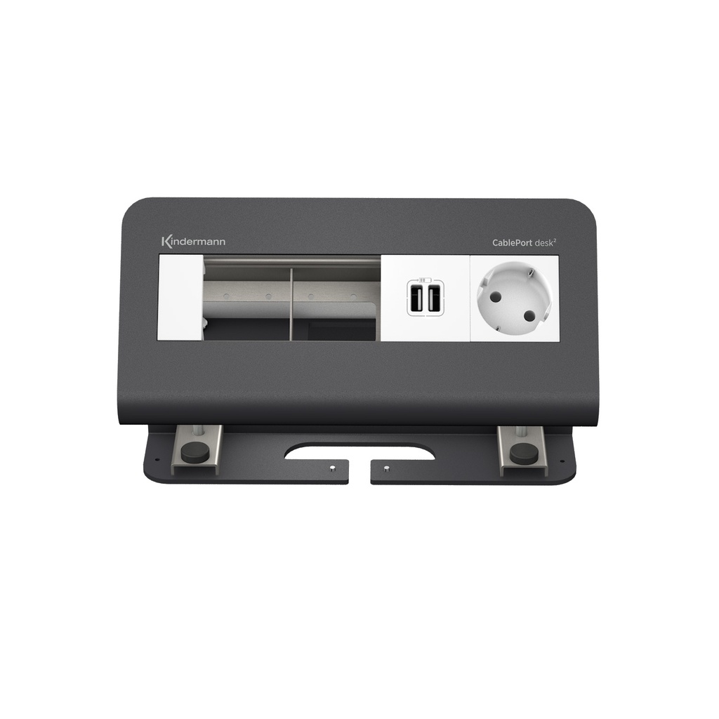 CPD² 4-platser 1*Schuko 2*USB laddning2 ledig platser, grå