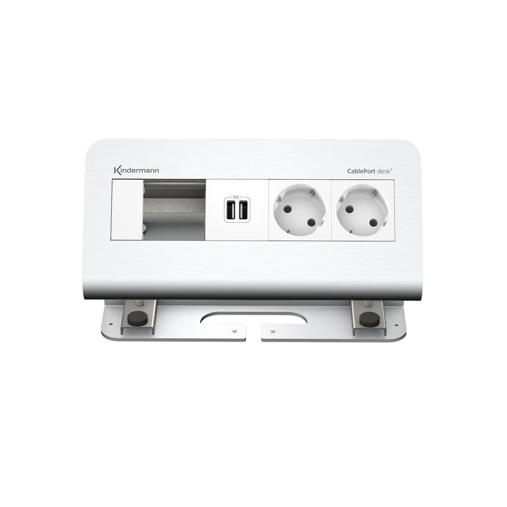 CPD² 4-platser 2*Schuko 2*USB laddning1 ledig plats, aluminium