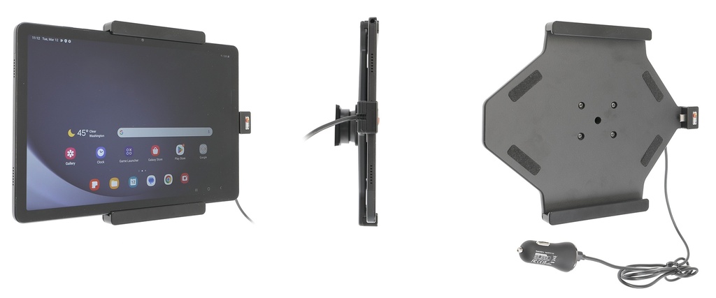 Brodit 721389 Aktiv hållare ciggkontakt USB host Samsung Galaxy Tab A9+ 11 SM-X21