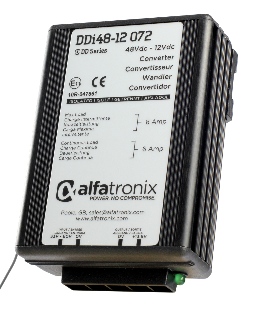 Isolated voltage stabiliser, 48 V DC input to 12 V DC output, 108 W (9 A)