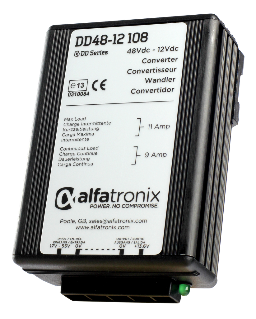 Spänningsstabilisator 48 V DC in till 12 V DC ut, 108 W (9 A)