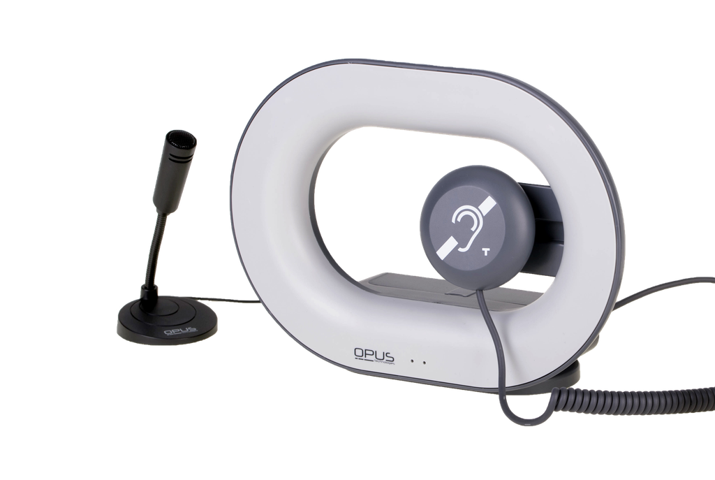 eLoop+ portable induction loop amplifier, 5 V DC, Li-ion 2xAA battery, 4000 mAh, with microphone and handset