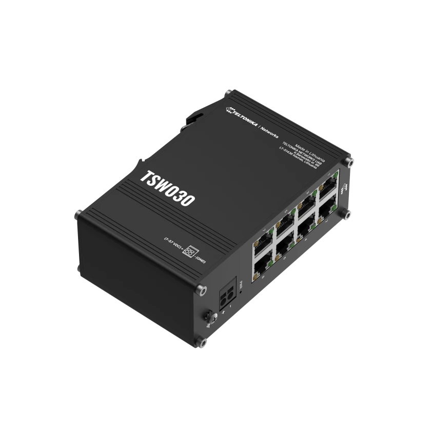 8 porttinen kytkin 10/100 Mbps RJ45 0,5W-1,5W integroitu DIN kiskokiinnike