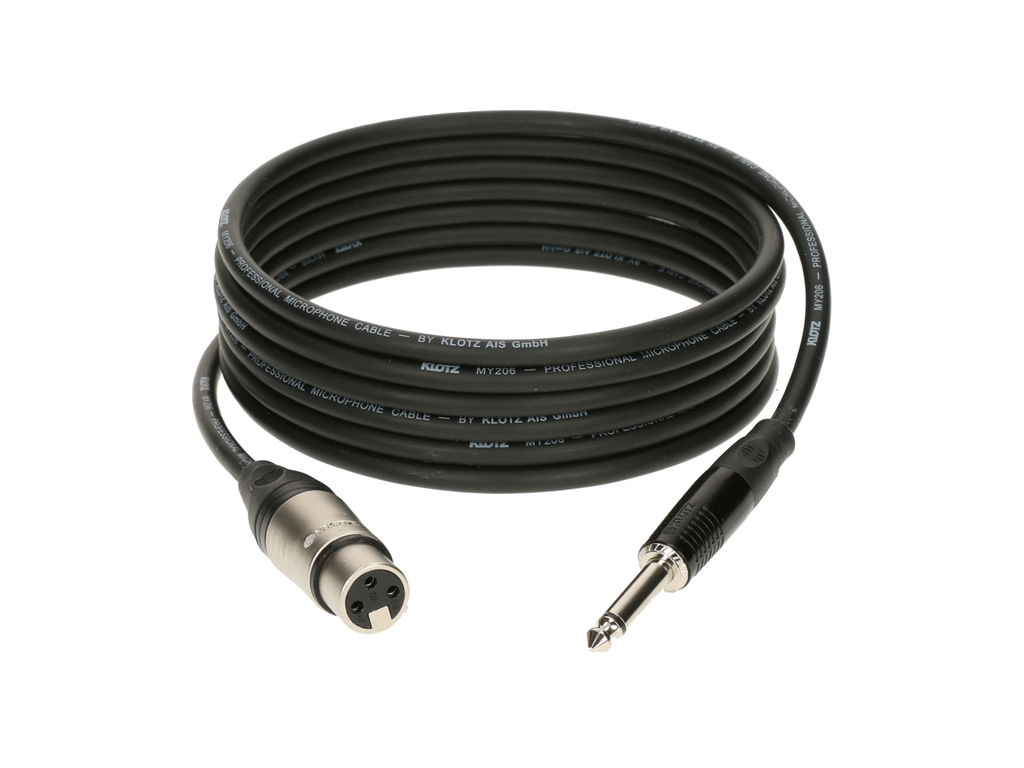 XLR3 female to 6.3 mm TS male mono cable, KLOTZ M1 Prime, black