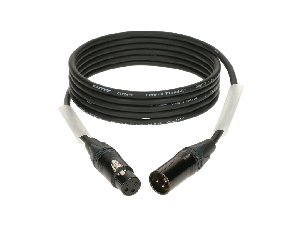 XLR3-naar/XLR3-uros digital musta AES DMX OT206Y 