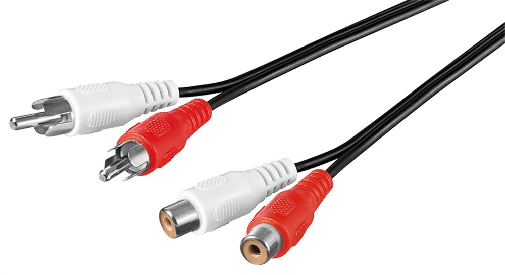 ljudkabel 2RCA-hane/2RCA-hona förlängningskabel