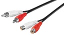 audio cable 2RCA-male/2RCA-female extension cable