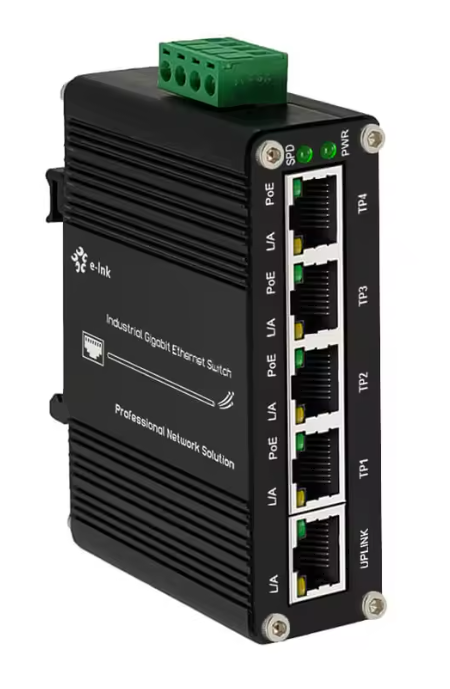 Industrial 4/5 Port (PoE) Gigabit Ethernet Switch 10/100/1000Mbps RJ45 DIN Rail IP40 Aluminium Case