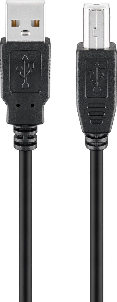 USB-A-uros/USB-B-uros välijohto 10 m 2.0 musta bulk TK12 