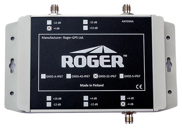 Roger GNSS splitter 1-to-2 (−4 dB), TNC female, IP67