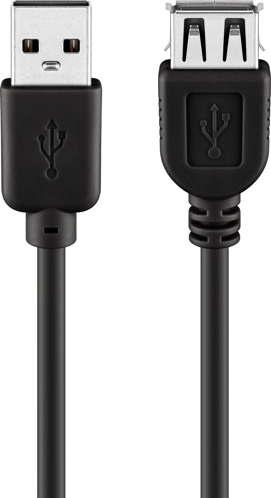 USB-A-uros/USB-A-naaras välijohto 2.0 musta bulk 