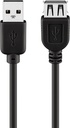 USB-A-uros/USB-A-naaras välijohto 2.0 musta bulk 