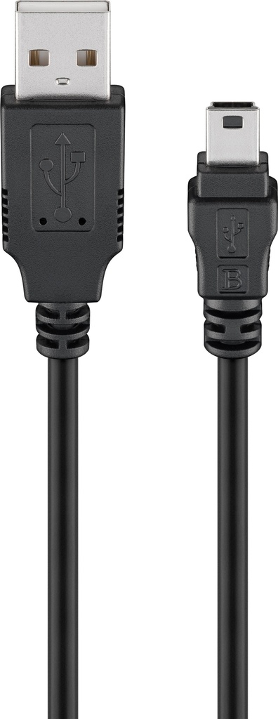 USB-A-uros/USB-B5-mini-uros välijohto 2.0 musta bulk TK1801