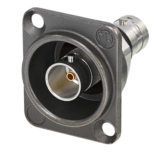 BNC-bulkhead for D-size cut-out 75 ohm Neutrik black UHD-SDI 12G