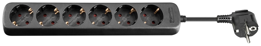 extension cable 6-os Schuko right-angle black 1.5 mm²