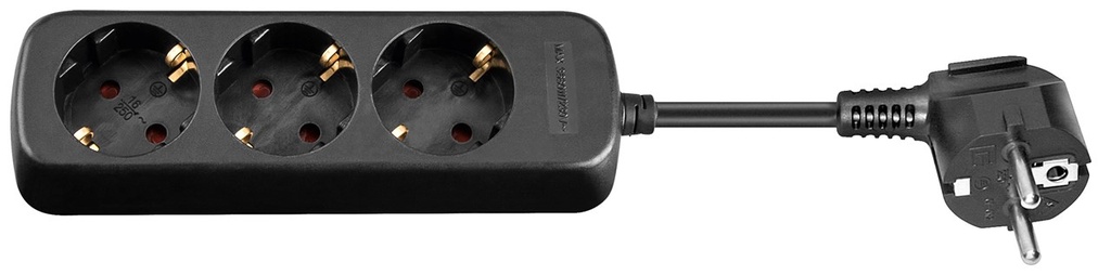 extension cable 3-os Schuko 1.5 m right-angle 1.5 mm² black