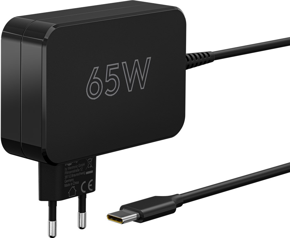 USB-C power supply for laptops, 65 W, black