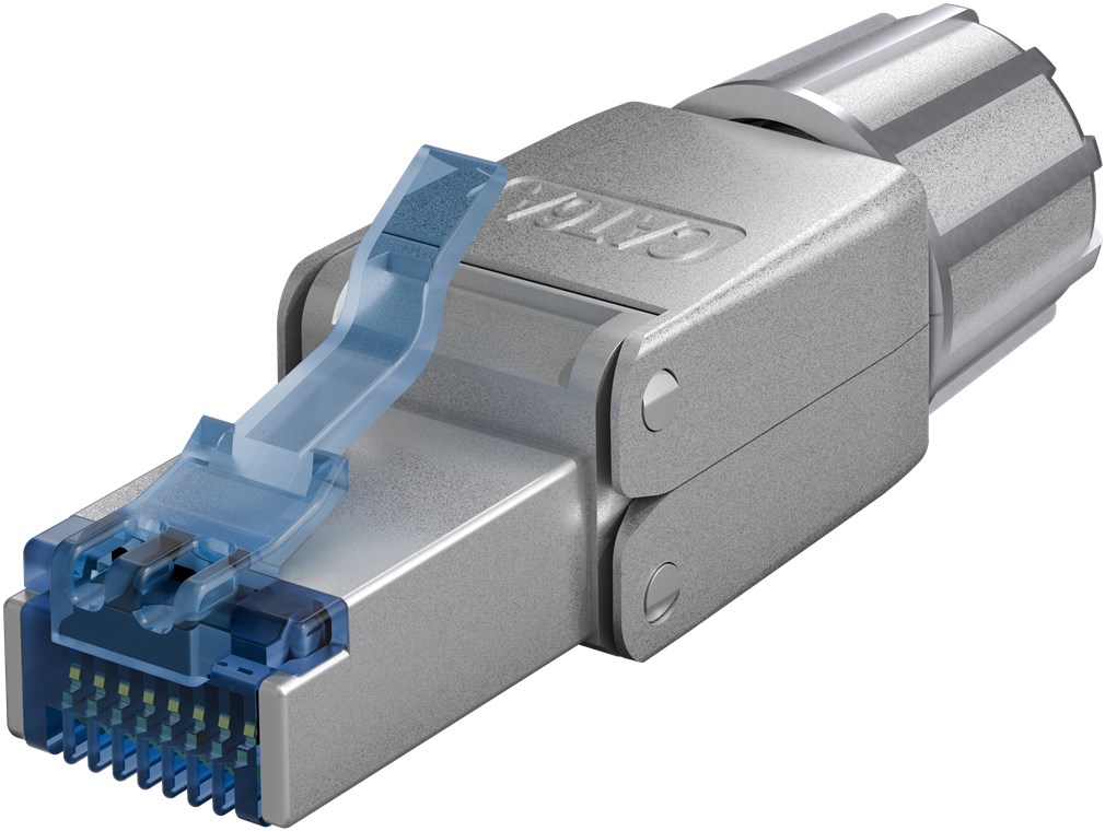 CAT6a STP-shielded RJ45 connector, field-terminable