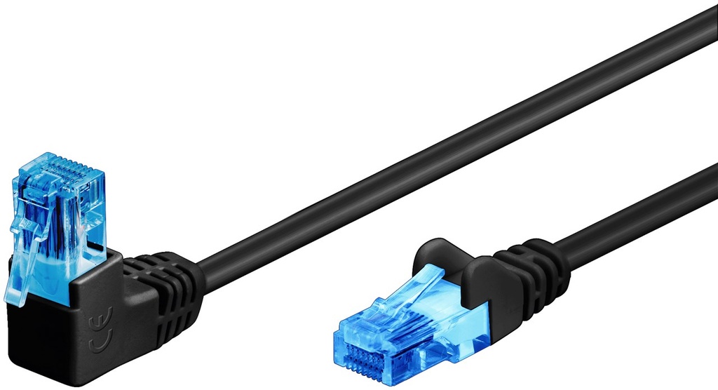 CAT6a 1x 90° kulma U/UTP musta CCA välijohto