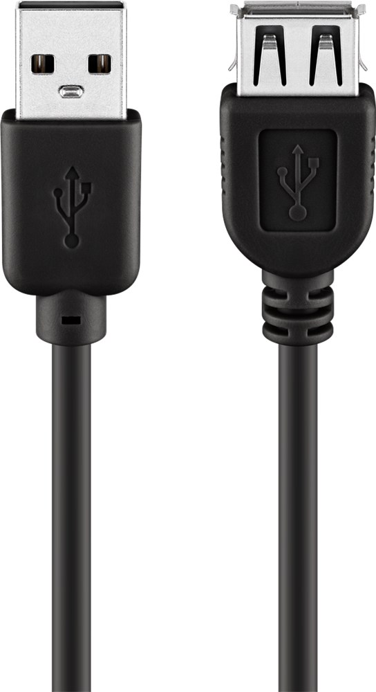 USB 2.0 A-uros/A-naaras musta välijohto TK13