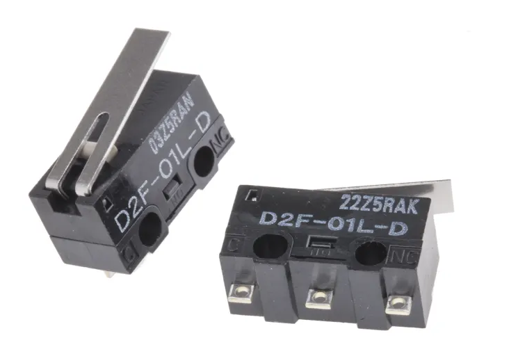 Omron hinge-lever microswitch, solder terminals, 100 mA at 30 V DC, SPDT, IP40