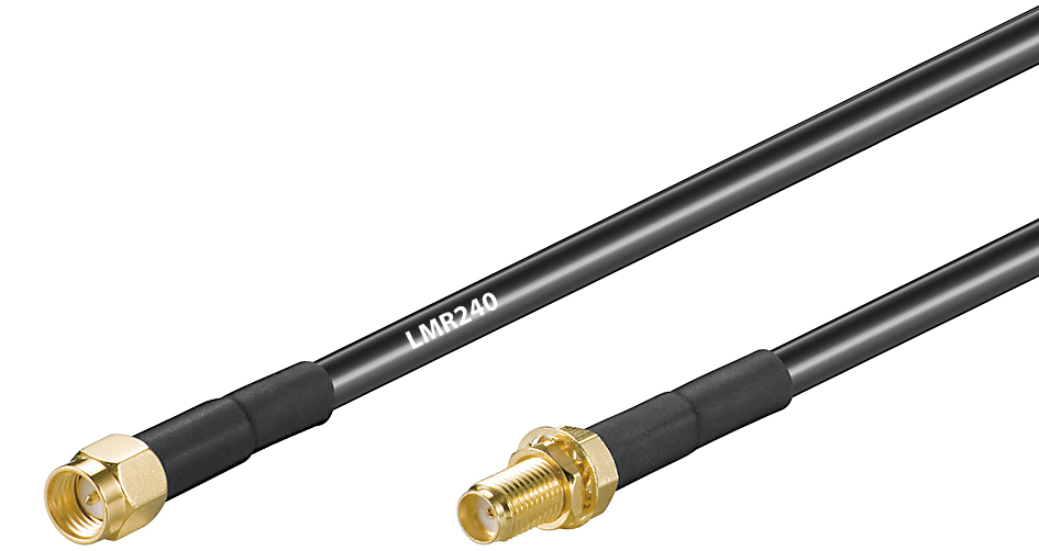 RF-välijohto 50ohm 5G SMA-uros/SMA-naaras LMR240 musta
