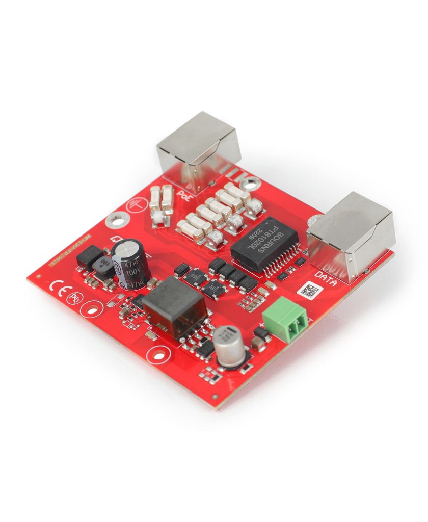 PoE erotin / IEEE802.3af PoE 38-58 in 12VDC ja data out salama-/ylijännite-/ESD-suojaus