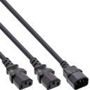 Verkkojohto Y-haara 1x IEC-C14 > 2x IEC-C13