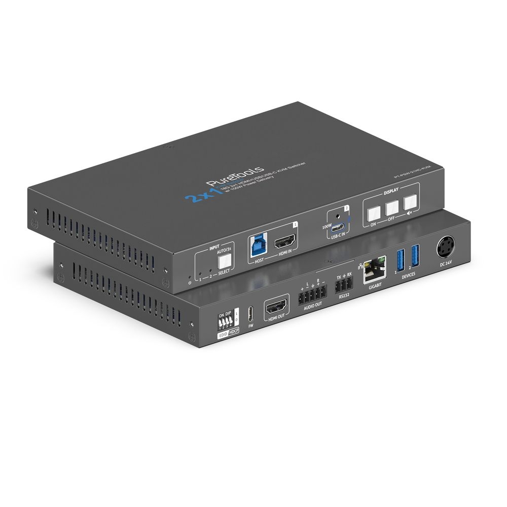 USB-C HDMI 2×1 4K 18 Gbps moniformaattinen esityskytkin KVM HDBaseT 3.0 PoC PD 100 W