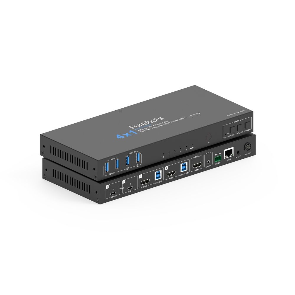 USB-C3.2/HDMI2.1 4x1 48G KVM Switcher PD 100 W