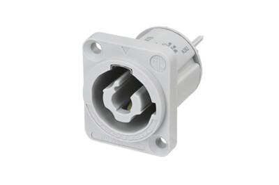 powerCON Power-OUT panel-mount connector Neutrik D-size cut-out grey 16A 3-pin