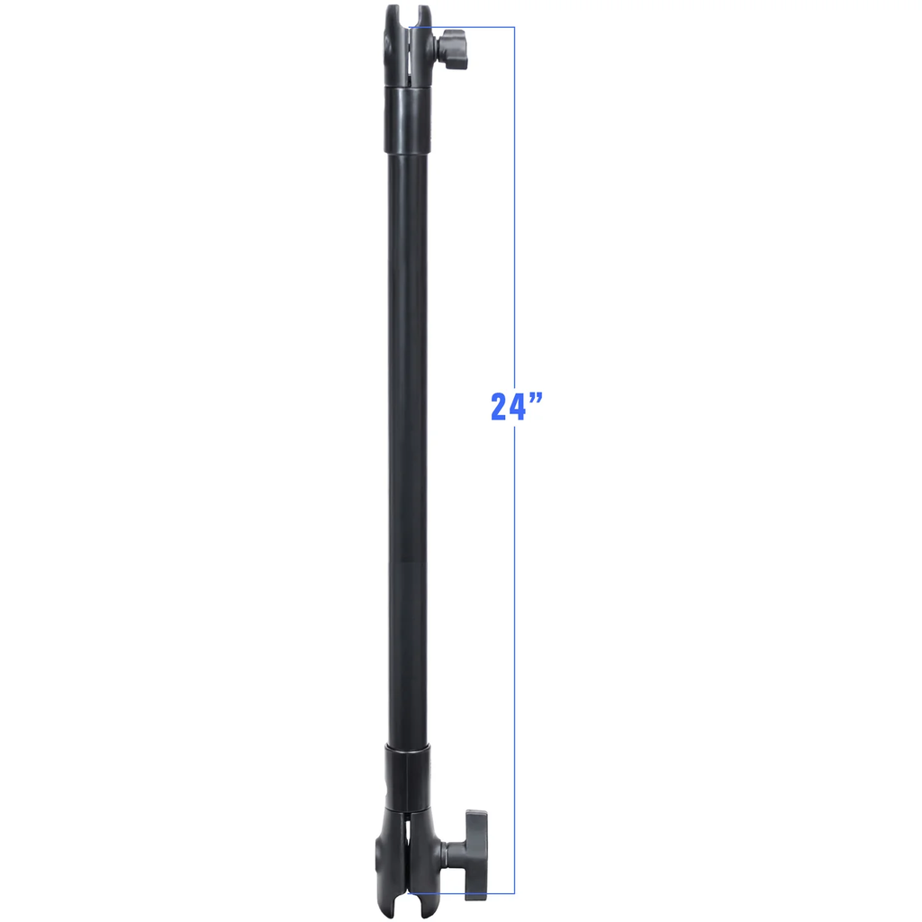 RAM® 24" PVC-putkijatke B- ja C-kokoisilla pallokiinnikkeiden varsi­sovittimilla