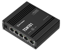 5‑porttinen 1000 Mbps automotive 12V tai 24V PoE+ kytkin 60W IP30  