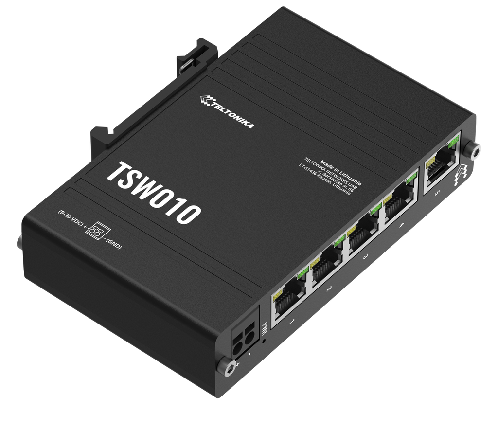 5-porttinen kytkin 100 Mbps integroitu DIN kiskokiinnike