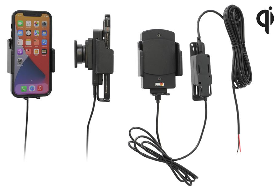 Aktiivipidike Qi wireless säädettävä 61-83 mm QC 3.0A+2.4A  (uusi tehokkaampi 60 W laturi) kiinteä asennus 12/24V