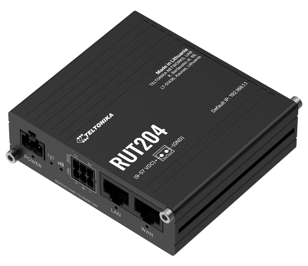 4G-router CAN FD RS232 WiFi 4 GNSS 2×Ethernet 2×SIM Cat 4 RUT204