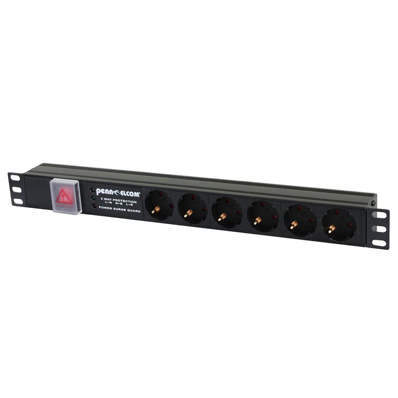 19" 6-delad rackmonterad PDU-strömfördelare 1U