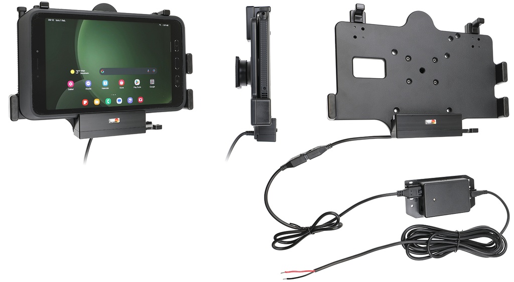 Aktiivinen kiinteä lataustelakka Samsung Galaxy Tab Active 3 / Active 5 12/24 V Pogo pins 2,7 A laturi E-hyv USB-host