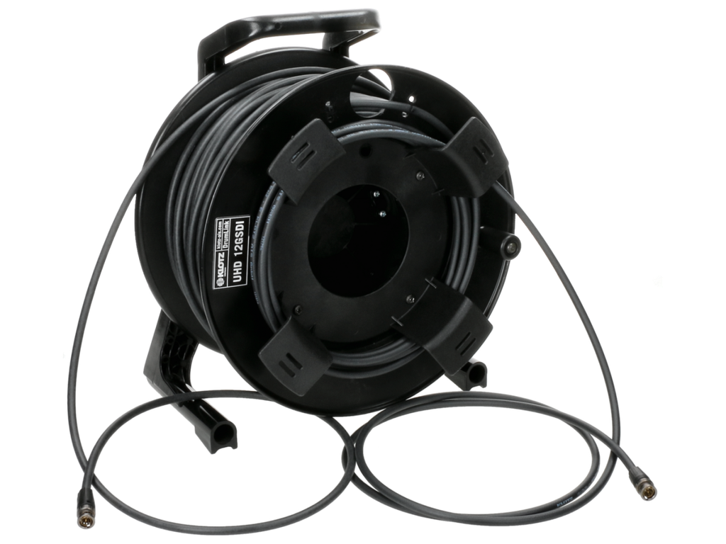 12G-SDI UHD/4K -videokaapeli kelalla, Neutrik BNC, KLOTZ VD125LPS 1.2L/4.8 DZ PUR