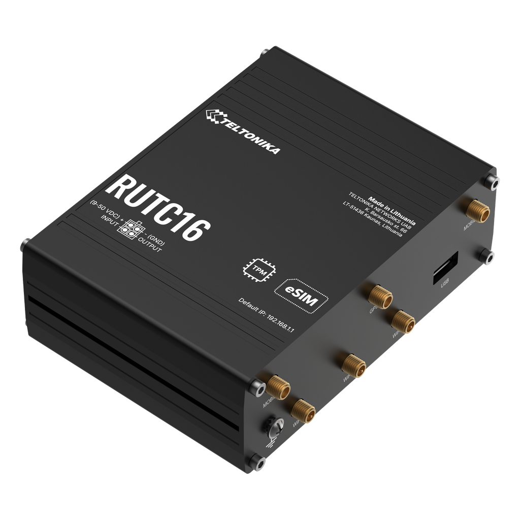 Teltonika RUTC16 4G Cat 6 -reititin, Telit Global, Wi-Fi 6, 5 × Gigabit Ethernet