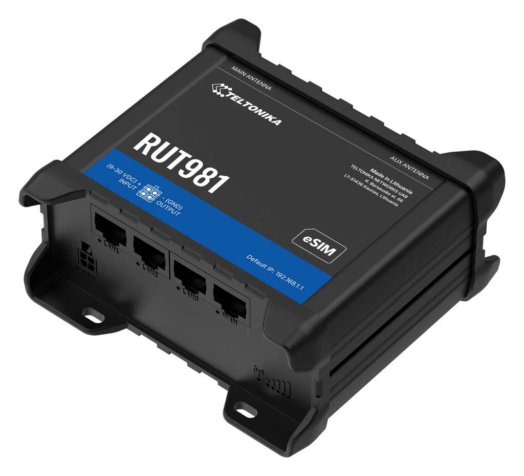 RUT981 4G-router Global version CAT4 WiFi4 4xEthernet 2xSIM/eSIM