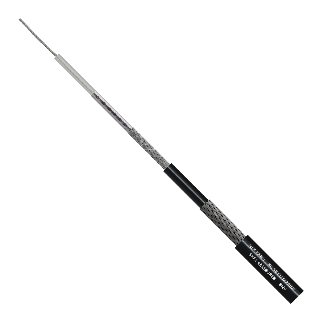 Sivacavi AR58-SHF1 50 Ω armoured coaxial cable, LSZH, black, 1000 m drum