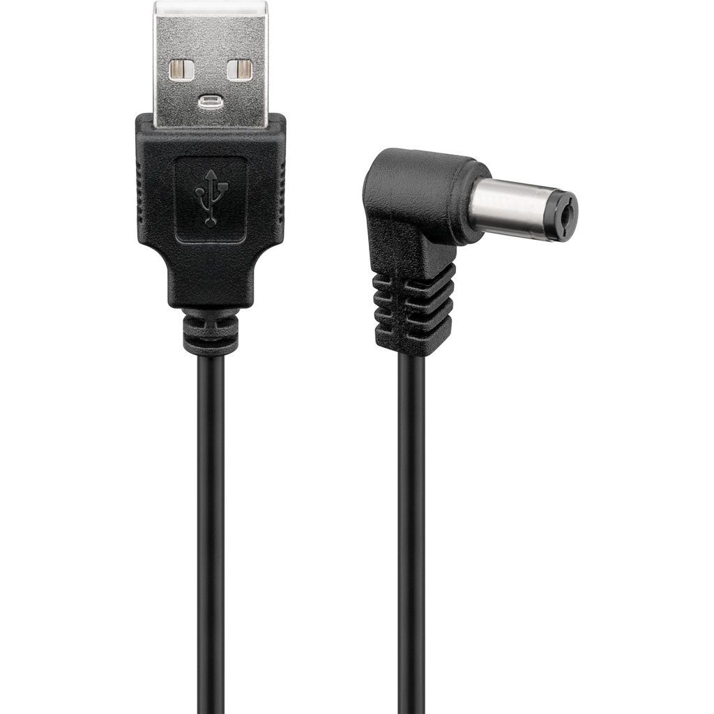 Goobay USB-A – DC-virtajohto 5 V / 1 A, 5,5/2,1 mm kulma, musta
