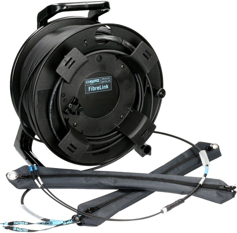 KLOTZ F2US55 FiberLink OS2 fiberoptisk kabel på trumma, 2 × LC/UPC – 2 × LC/UPC